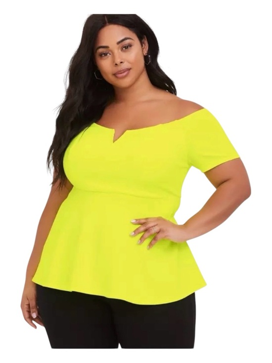 torrid Tops - torrid Neon Yellow Off-Shoulder Peplum Top size 2